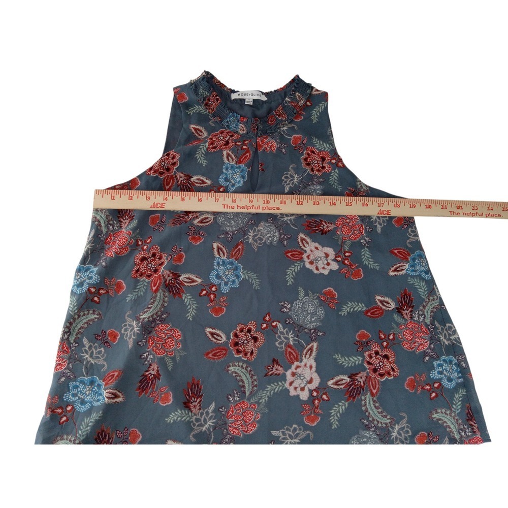 Rose & Olive Womens Top Multicolor Smocked Sleeveless Blouse Size S - Picture 6 of 10